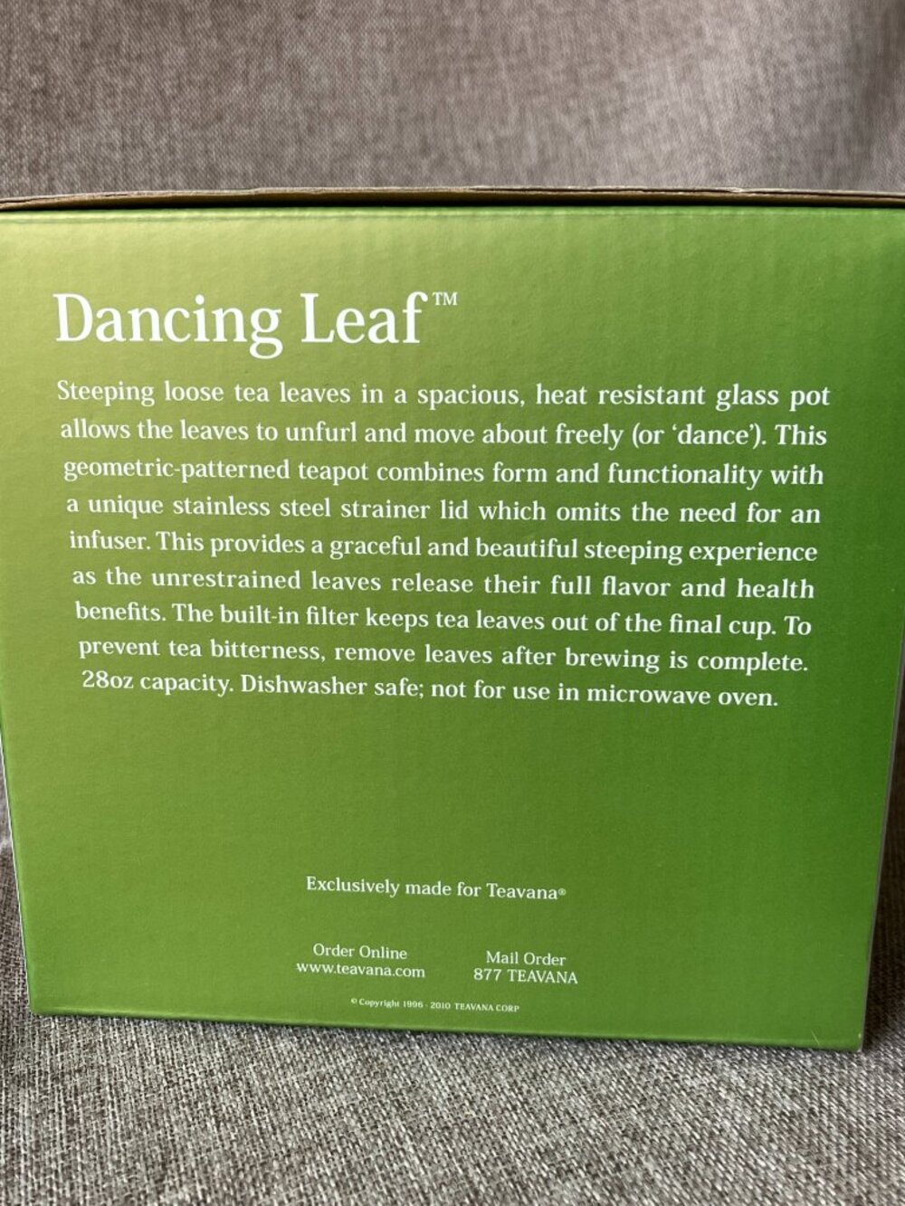 Dancing Leaf Teapot Clear Glass Tea Pot With Steel Strainer 28oz, NIB - Picture 2 of 11